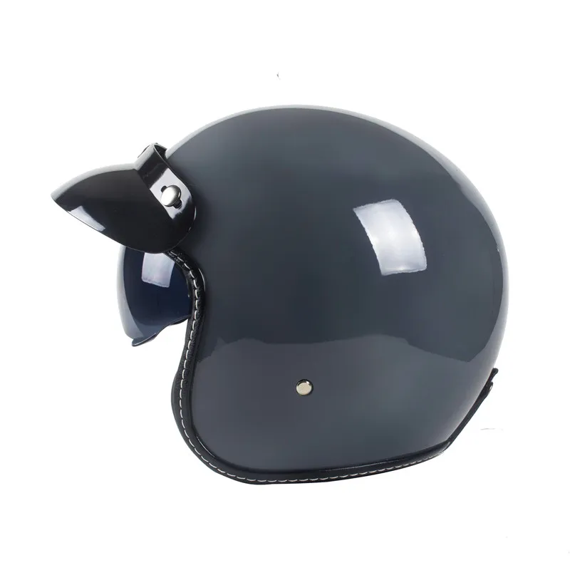 Cement Gray Vintage Motorcycle Helmet Open Face Helmet Dot Approved Half Helmet Retro Moto Casco Capacete Motociclistas Capacete