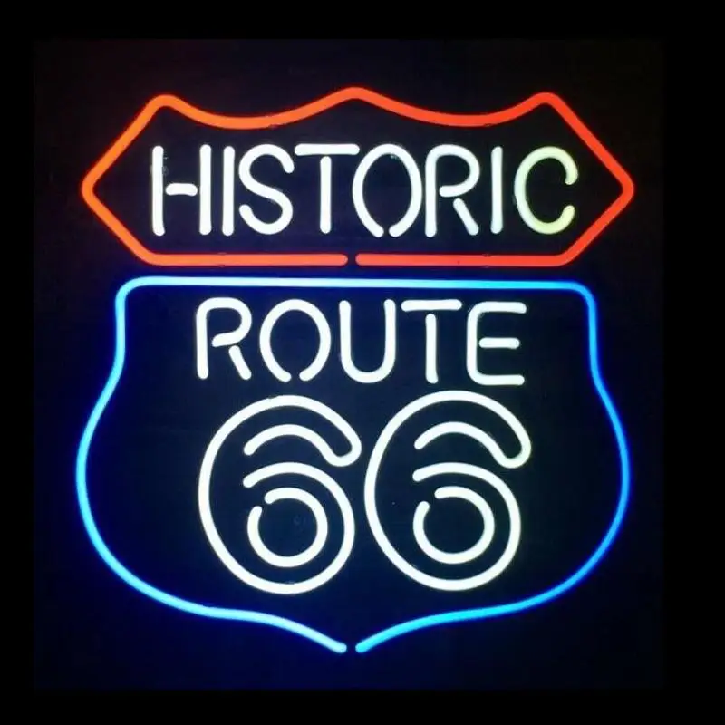 

Custom Historic Route 66 Sign Glass Neon Light Sign Beer Bar