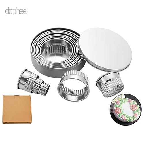 

dophee 12pcs Cookie Cutter Stainless Steel Round Biscuit Mould Portable Cake Fondant Mold Kitchen Gadgets Baking Accessories