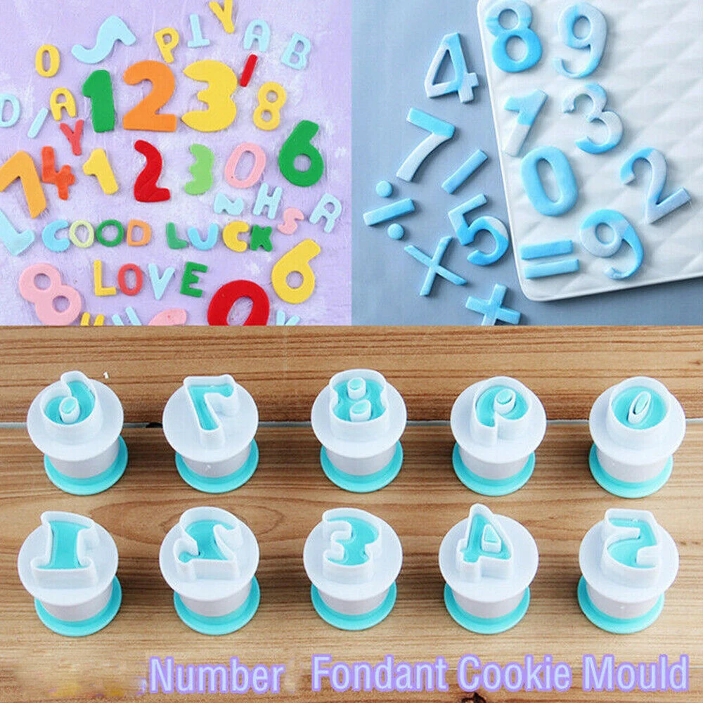 

10PCS Number Biscuit Cutter DIY Mold Cookie Stamp Mold Embosser Cookie Fondant Cake Decorating Tool