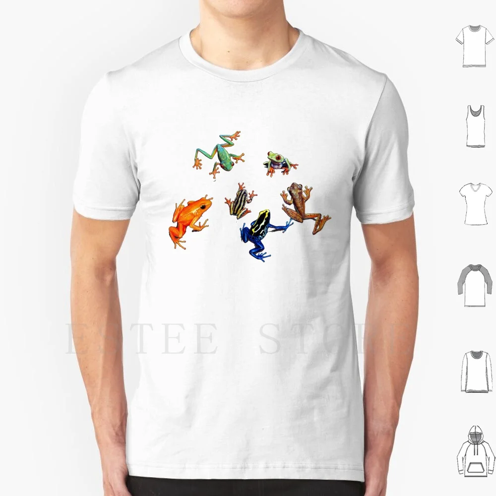 Tropical Frogs T Shirt Print Cotton Tropical Frogs Tropical Frogs Tree Frog Dart Frog Poison Orange Blue Green Red Eyed Tree