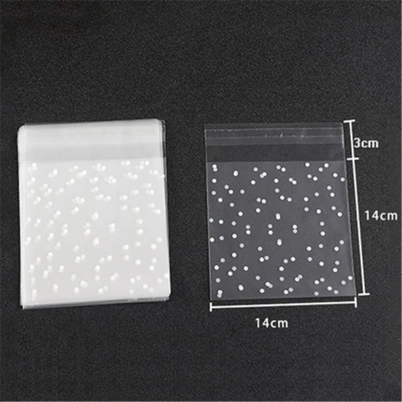 100pcs/lot Translucent dots Plastic cookie packaging bags cupcake wrapper self adhesive bags Birthday Party Wedding decorations