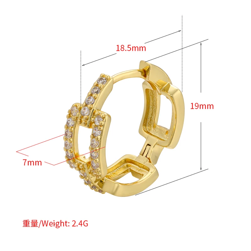 ZHUKOU 1 pair gold color big hoop earrings Creative Crystal Rectangular stitching women earrings Fashion Jewelry VE333