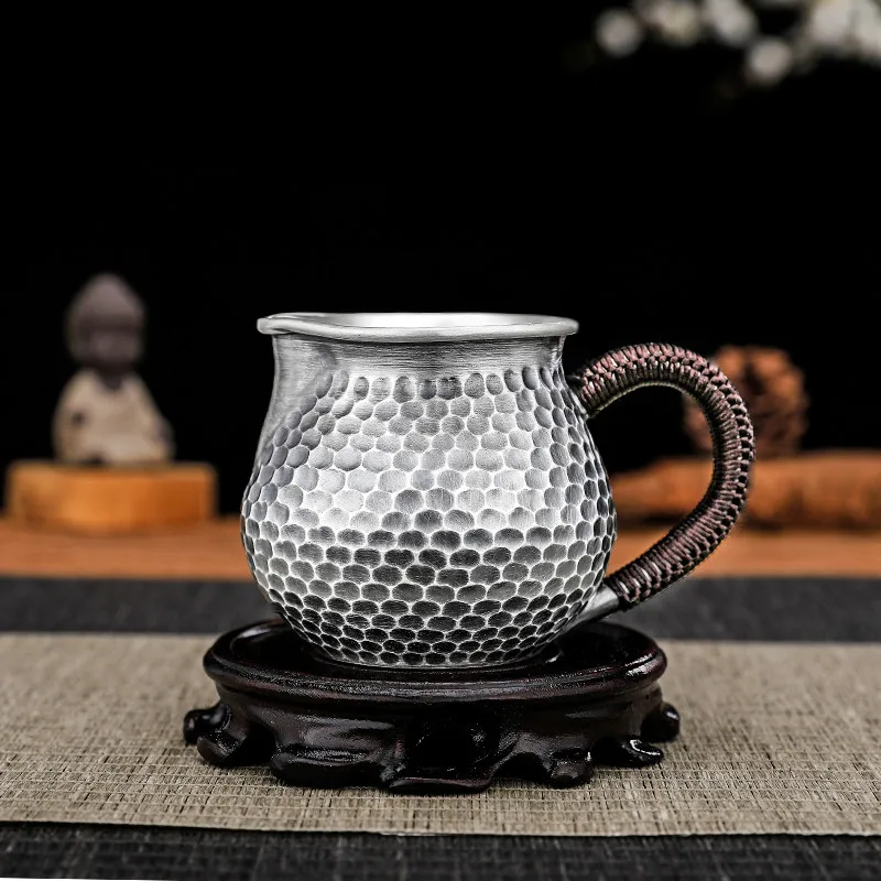 Sterling Silver 999 Fairy Cup Handmade Chinese Style Retro Household Kung Fu Tea Set Silver Tea Maker