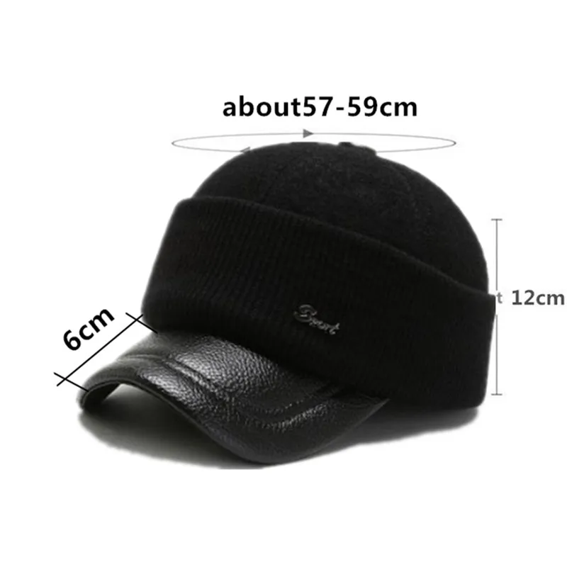 SILOQIN Novelty Winter Thick Warm Earmuffs Hat Men\'s Baseball Caps New Foldable Woolen Ear Protection Cotton Cap Dad Brand Hats