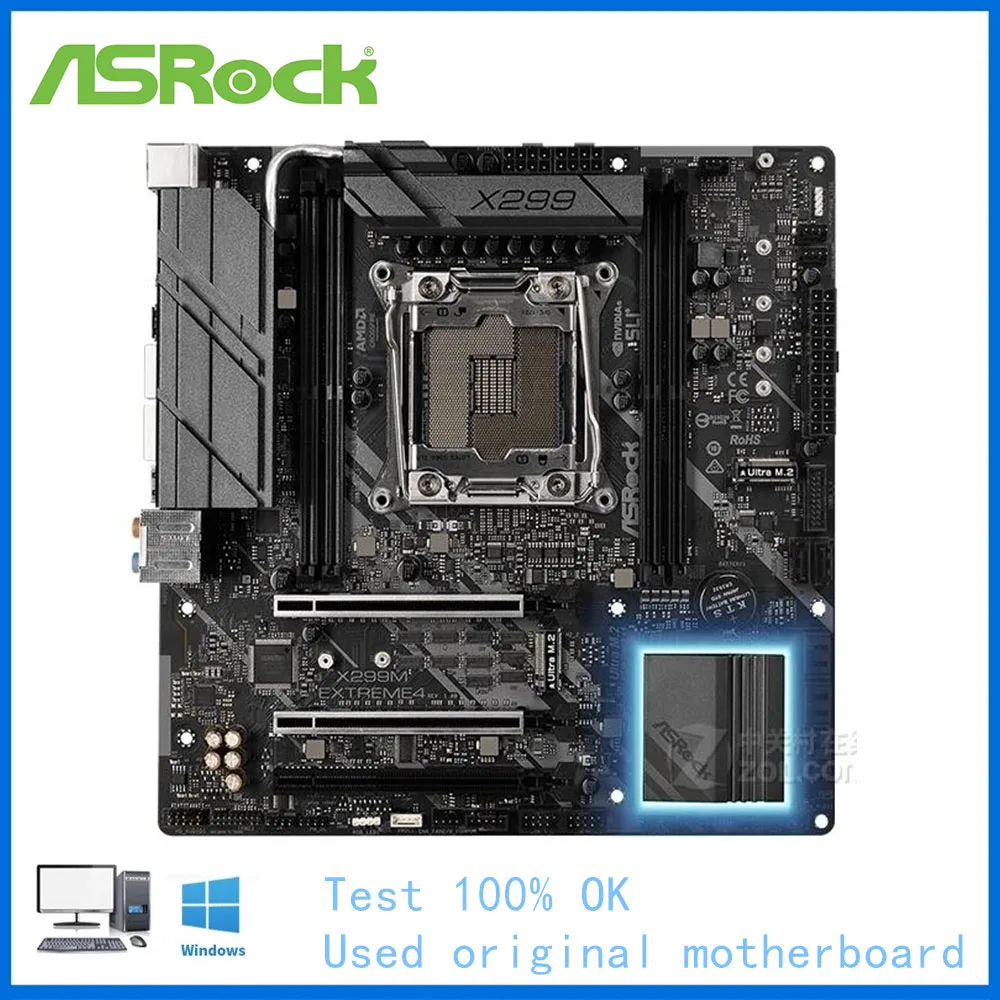 For ASRock X299M Extreme 4 Motherboard LGA 2066 For Intel X299 Used Desktop Mainboard M.2 NVMe SATA3 PCI-E X16 3.0