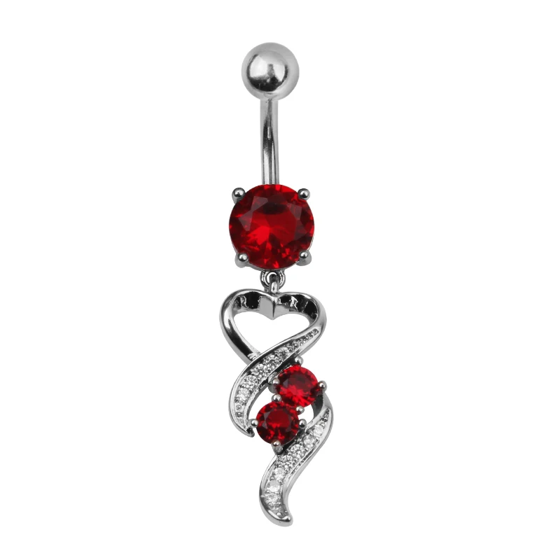 Red CZ Steel Navel Piercing Belly Button Rings Dangled 6 Styles 14G Earrings Piercing Ombligo Body Jewelry For Sexy Women Oreja