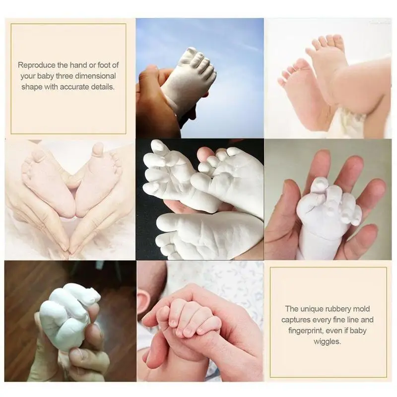 

3D Plaster Molding Clone Powder Kids Handprints Footprints Baby Hand Foot Save Modeling Clay Mini Kit DIY Baby Hand Foot Casting