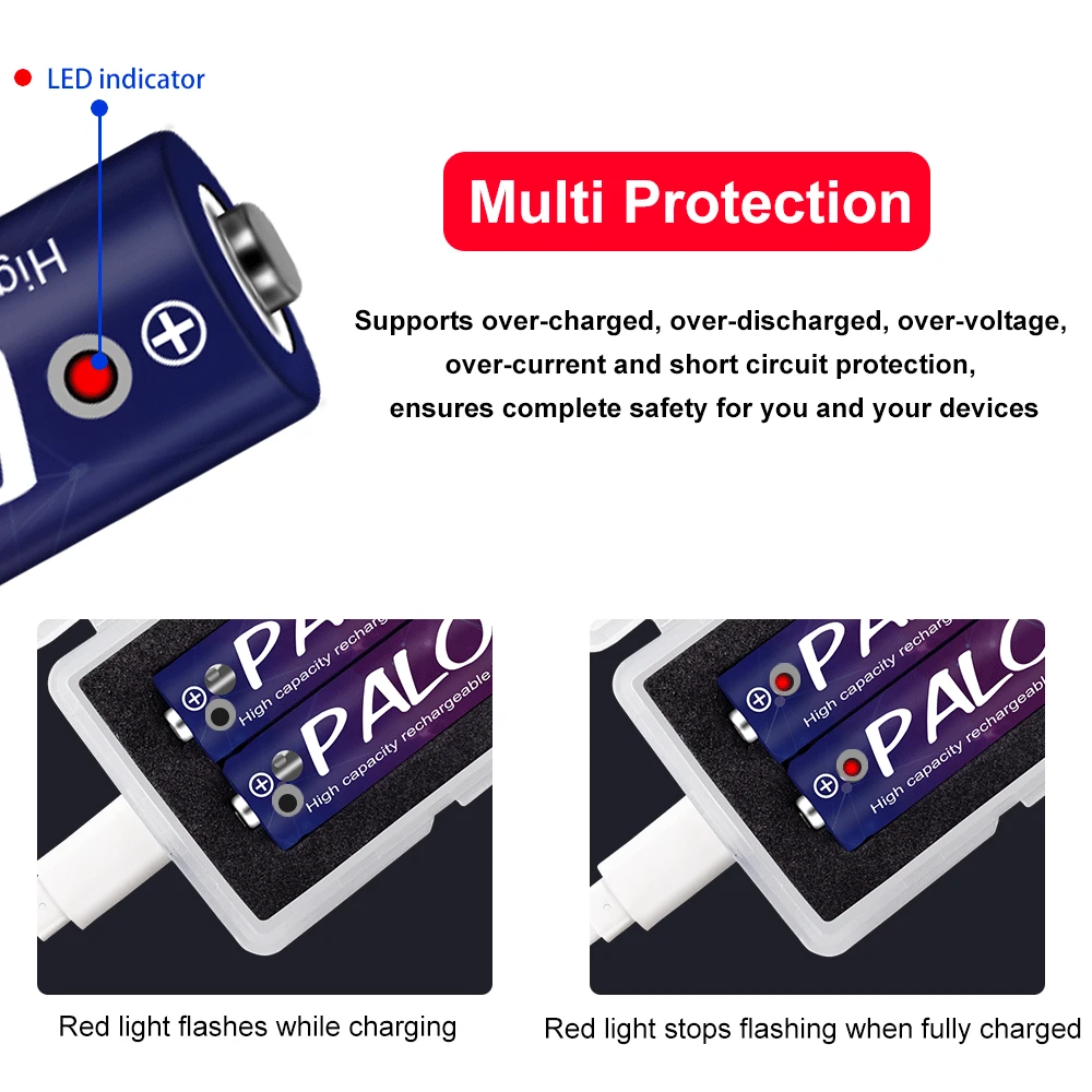 Литий-ионный аккумулятор полимерные аккумуляторы для термометра игровая консольная игрушка PALO 1,5 V AA литий-ионный аккумулятор 2A 1,5 V 2800mWh