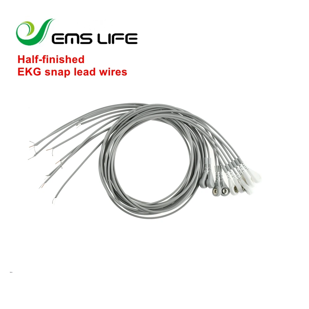 half-finished ekg leadwires for EKG Cable snap 10pcs one set