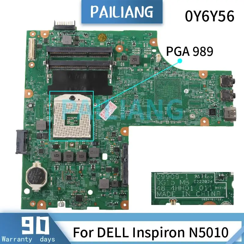 For DELL Inspiron N5010 Mainboard 0Y6Y56 09909-1 PGA 989 HM55 DDR3 Laptop motherboard tested OK