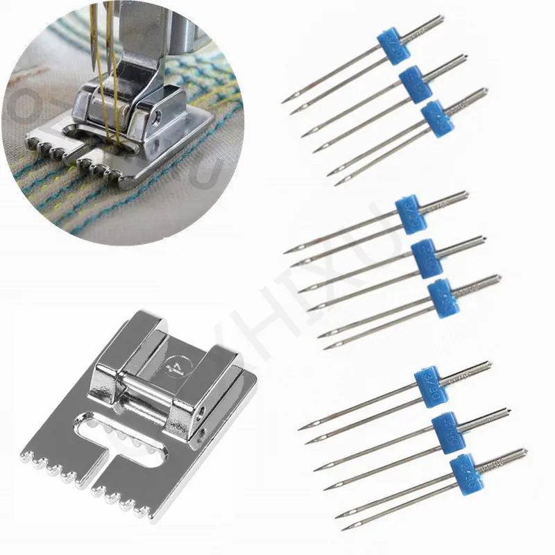 13Pcs/Set Double Twin Needles Wrinkled Sewing Presser Foot for Sewing Machine Size 2/90 3/90 4/90  sewing accessories AA7385