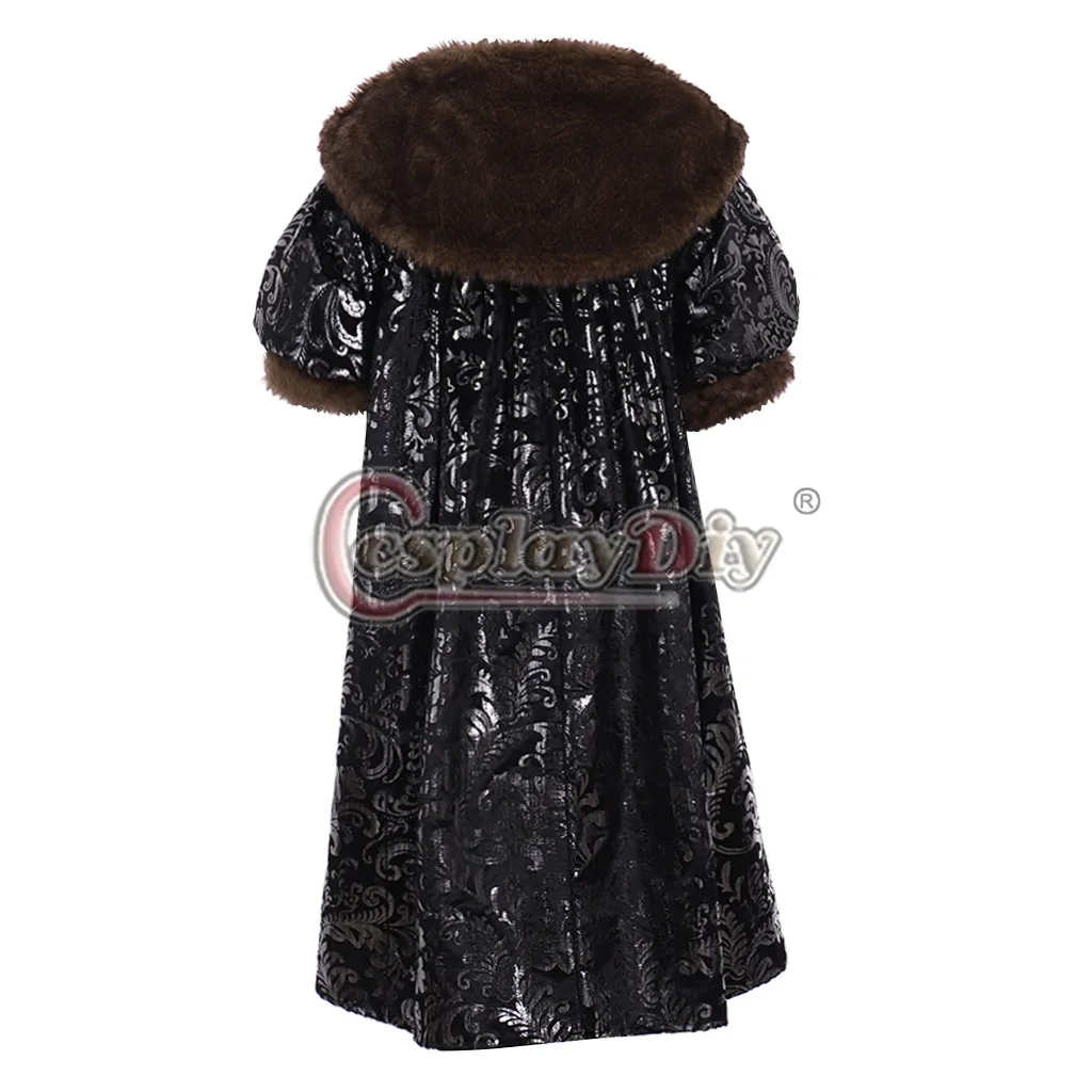 Cosplaydiy Mens King Henry VIII Costume Fuax Fur Jacket Medieval Renaissance Tudor King Costume L320