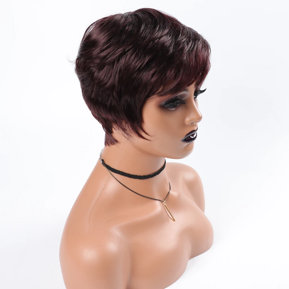 Short Synthetic Wigs for Black Women Black Brown Blonde Ginger Red White Hair Afro Wigs Natural Wave Synthetic Hair Wigs