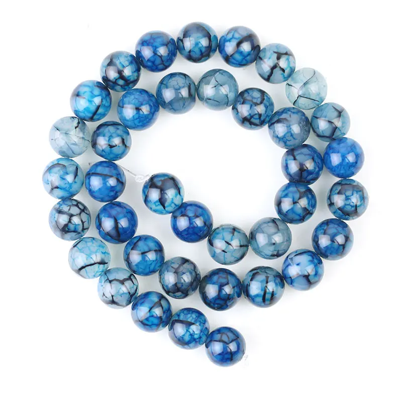 Natural Stone Beads Blue Dragon Veins Agates Round Loose Beads For Jewelry Making DIY Bracelet Accessories 15\'\' 6/8/10mm