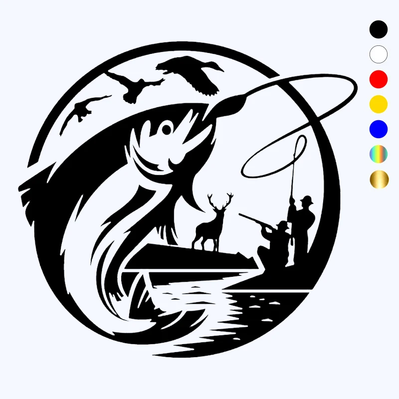 

CK20969#15/20/30 cm Funny Vinyl Decal Fishing Hunting Hunter Car Sticker Waterproof Stickers on Truck Bumper Rear Window