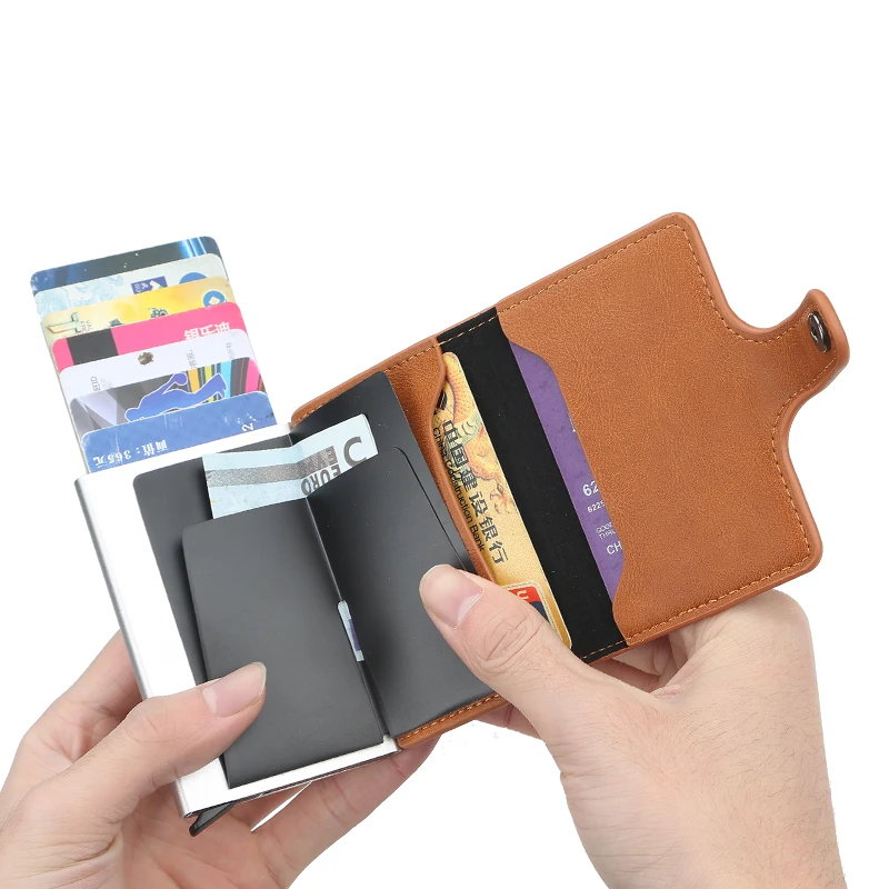 2024 New Card Holder Rfid Automatic Bomb Card Bank Card Holder Metal Aluminum Shell Anti-magnetic Card Holder