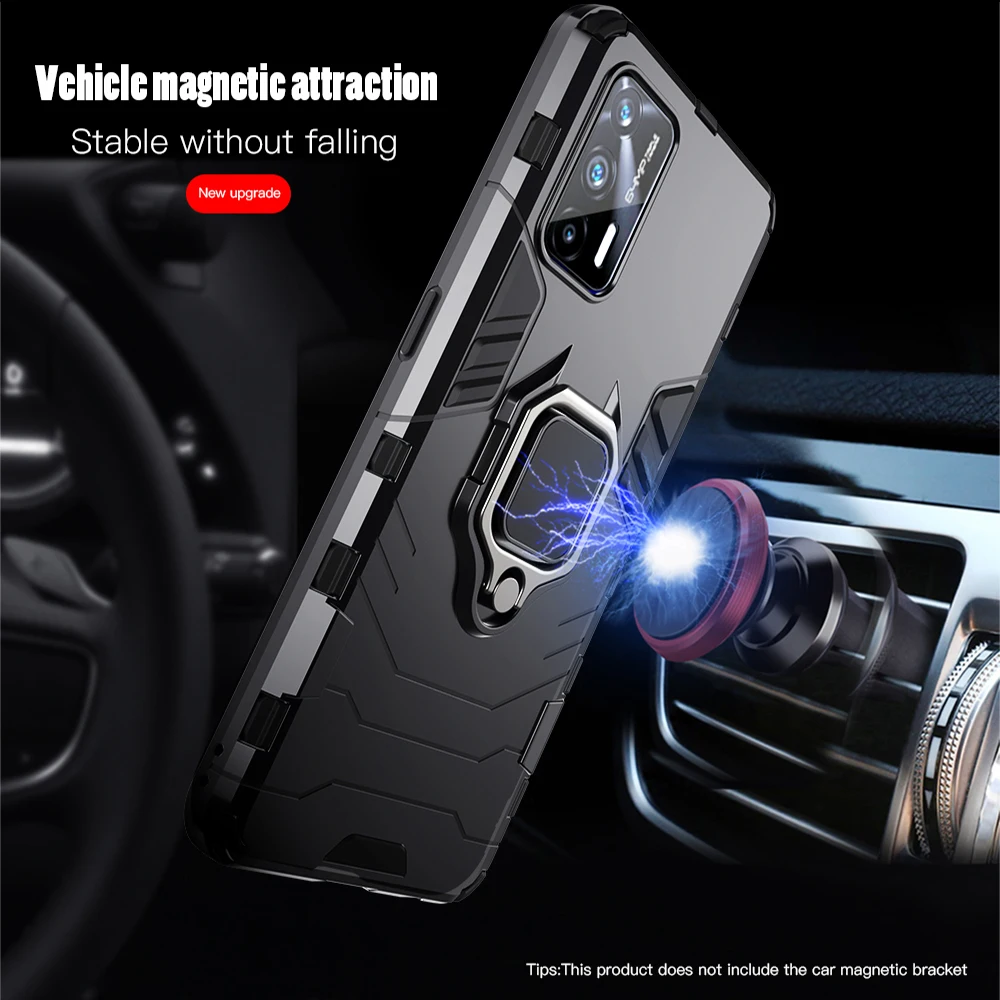 KEYSION Shockproof Armor Case for Realme GT 5G GT Neo Ring Stand Phone back cover for OPPO Realme X7 Max 5G india X7 Pro Ultra