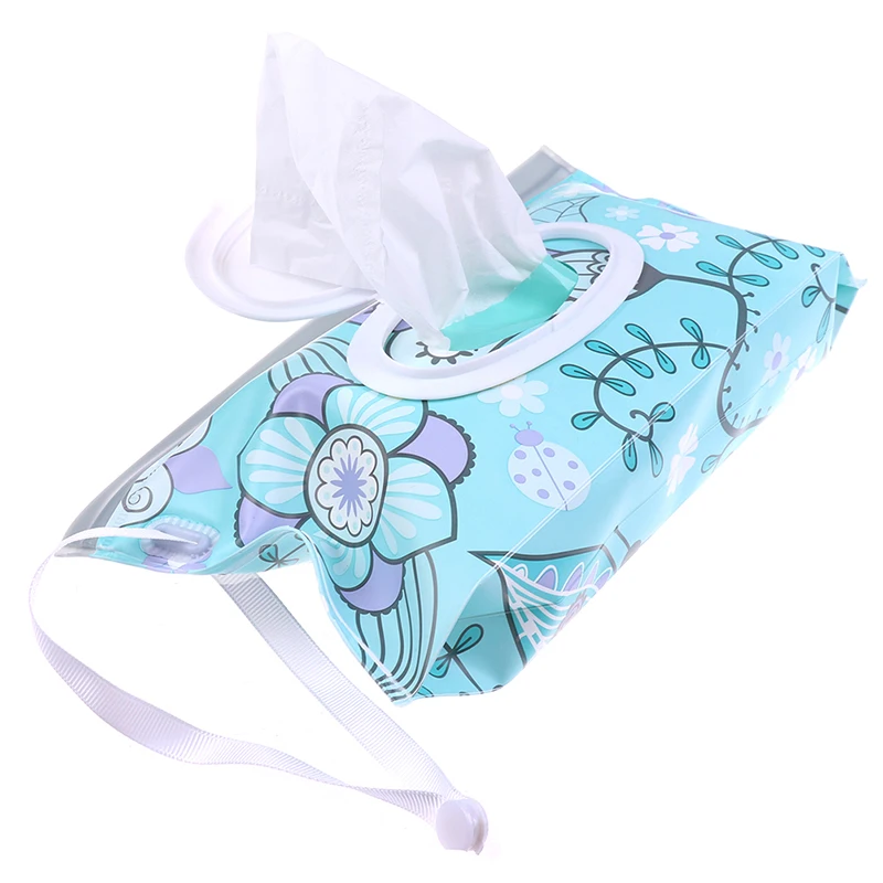 1PC Eco-Friendly Baby Wipes Box Wet Wipe Box Cleaning Wipes Carrying Bag Clamshell Snap Strap Wipe Container Case