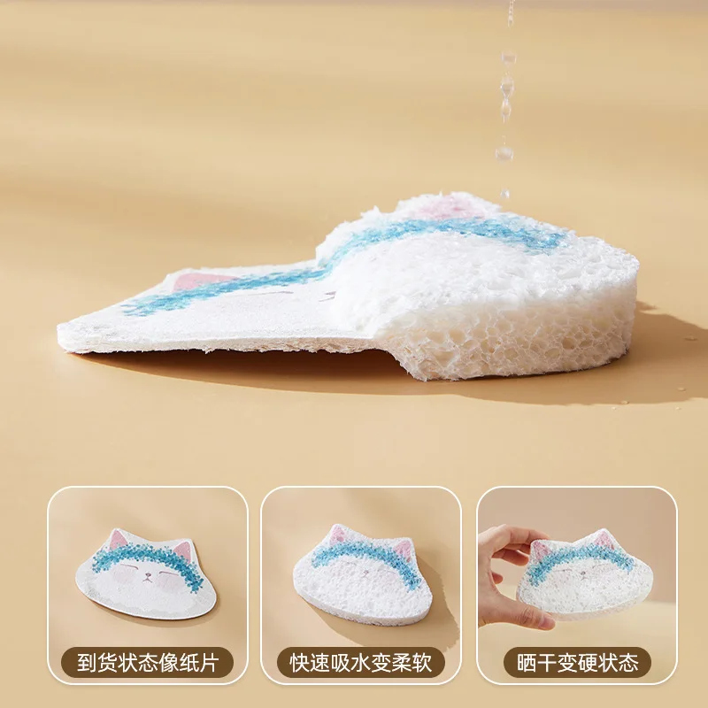 Cartoon Wood Pulp Cotton Dishwashing Absorbent Expansion Ceaning Cloth Wood Fiber Rag Degradable Compressed Wood Pulp Sponge