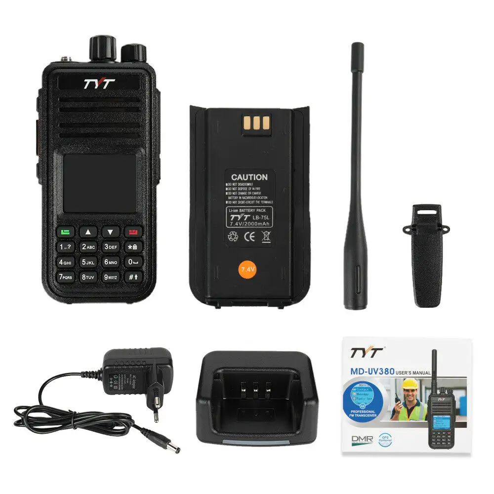 TYT DMR Digital Mobile Radio MD-UV380 Tytera Walkie Talkie 1000 Channel Professional Ham CB Radio Two Way Radio UHF VHF MD 380