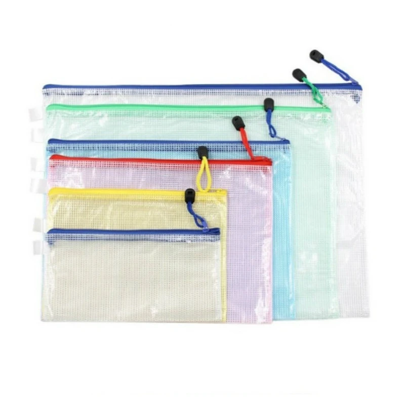 10 Pieces/Lot A3/A4/A5/A6/B4/B5 Transparent Document Storage Bag Pen Bag PVC Waterproof Zipper File Bags For Office Meeting