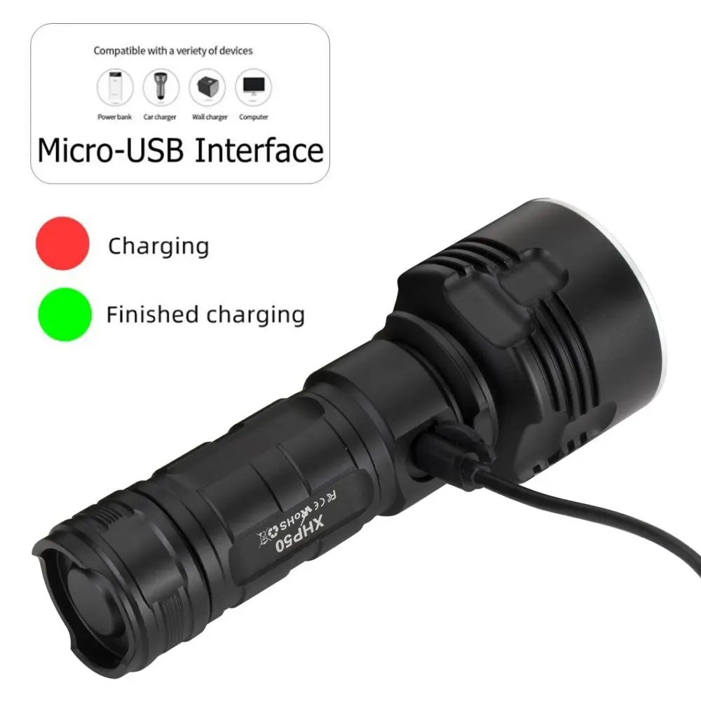 Alonefire H030 Super Powerful LED Flashlight XHP50.2 Tactical Torch USB Rechargeable Linterna Waterproof Lamp Ultra Bright Campi