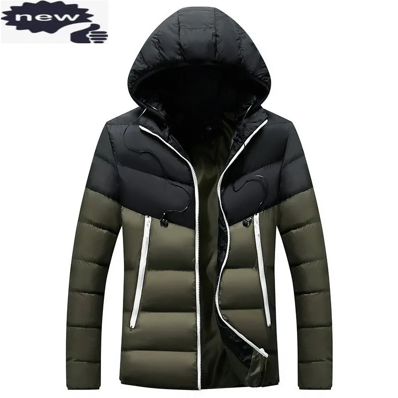 

2021 Winter Parkas Mens Thick Warm Cold Jacket Slim Fit Stand Collar Detachable Hat Men Parka Coat Casual Hooded Short Overcoat