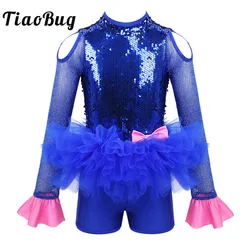 Sequins Dance Costume Kids Girls Halter Latin Jazz Clothing Feather Ballet Dance Shorts Leotard Jumpsuit Performance Dancwear