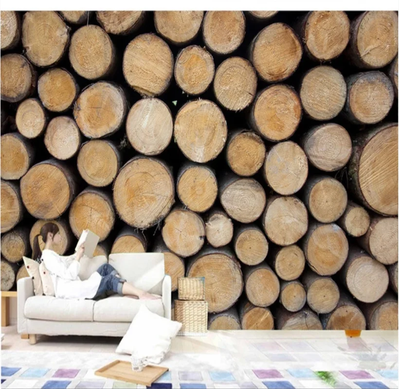 Hd Boom Ringen Textuur Tv Achtergrond Muur-Aangepaste Behang 8D Waterdichte Wandbekleding