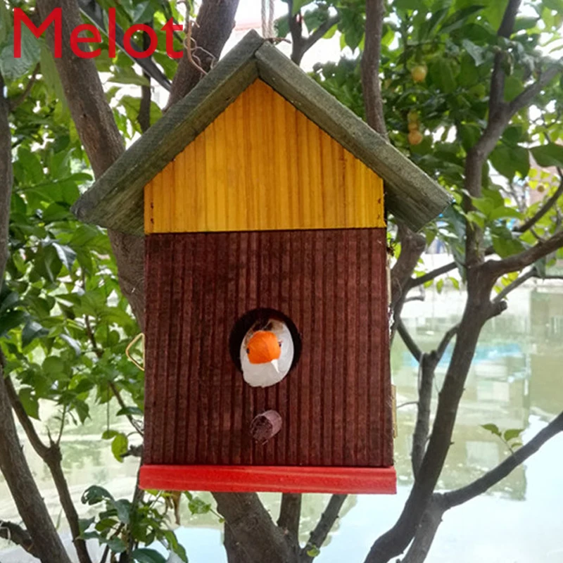 

Single Door Wooden Bird House Bird Nest Sparrow Finch Pearl Small Bird Nest Breeding Box Warm Bird Cage Accessory Breeding