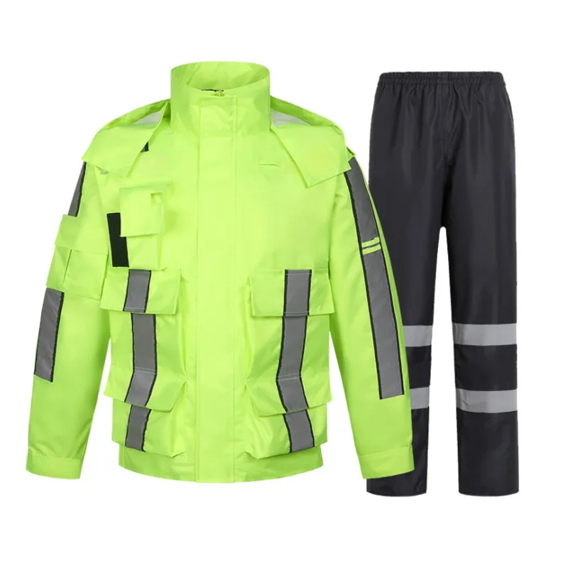 

Hi Vis Working Jacket Pants Suit Thick Double Waterproof Motorcycle Jacket Poncho Fishing Suit Water Proof Miner Workwear 3xl