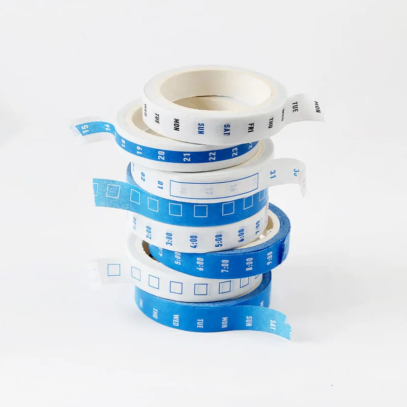 Plan Timeline Schedule Washi Tape Set White Blue Diy Decorative Masking Tape Label Sticker Stationery