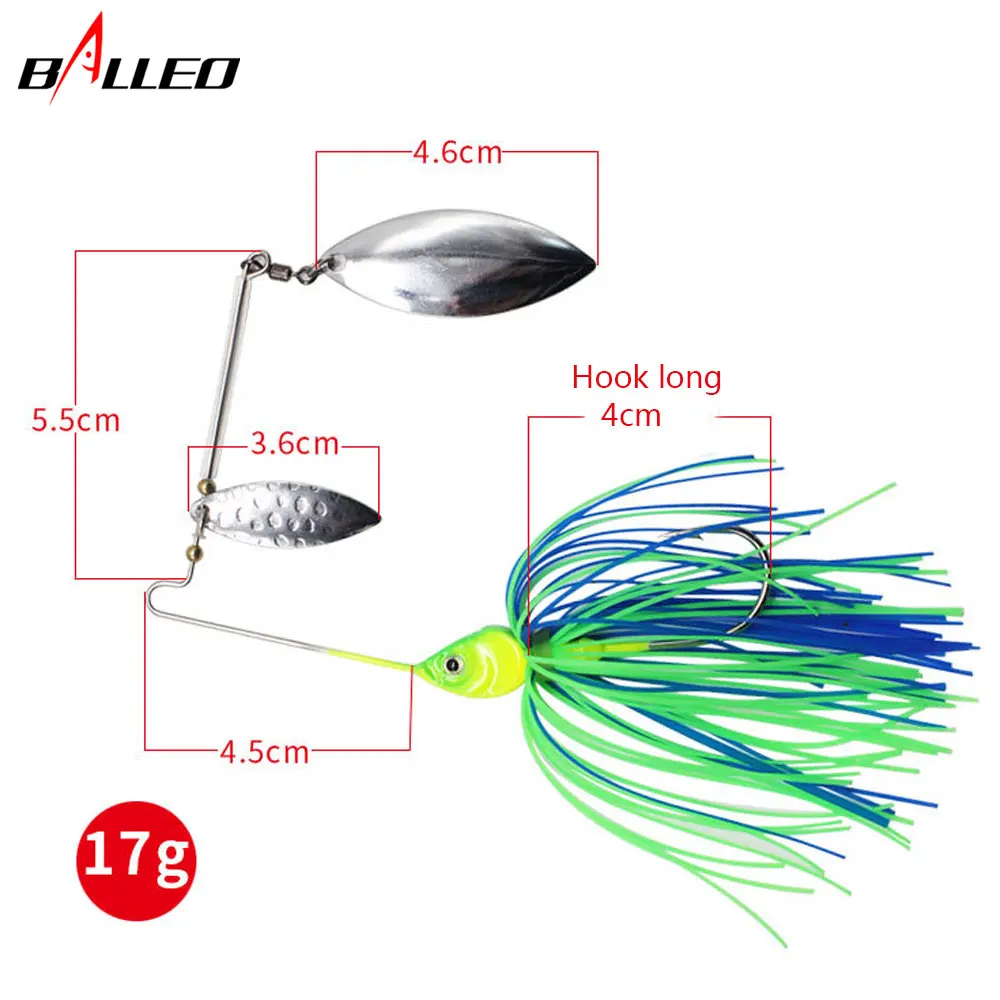 Balleo 1pc 17g Spinner Fishing lureBass CrankBait Bait Tackle Crank Hook Vissen Harde Spinner Lokken Spinnerbait Pike Bass Lure