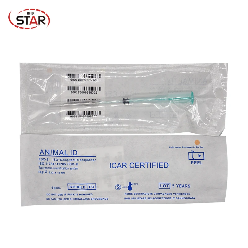 1pc 2.12*12mm Ntag216 NFC Microchip with Syringe, Animal Cat Dog Microchip RFID injector Microchip Transponder identification