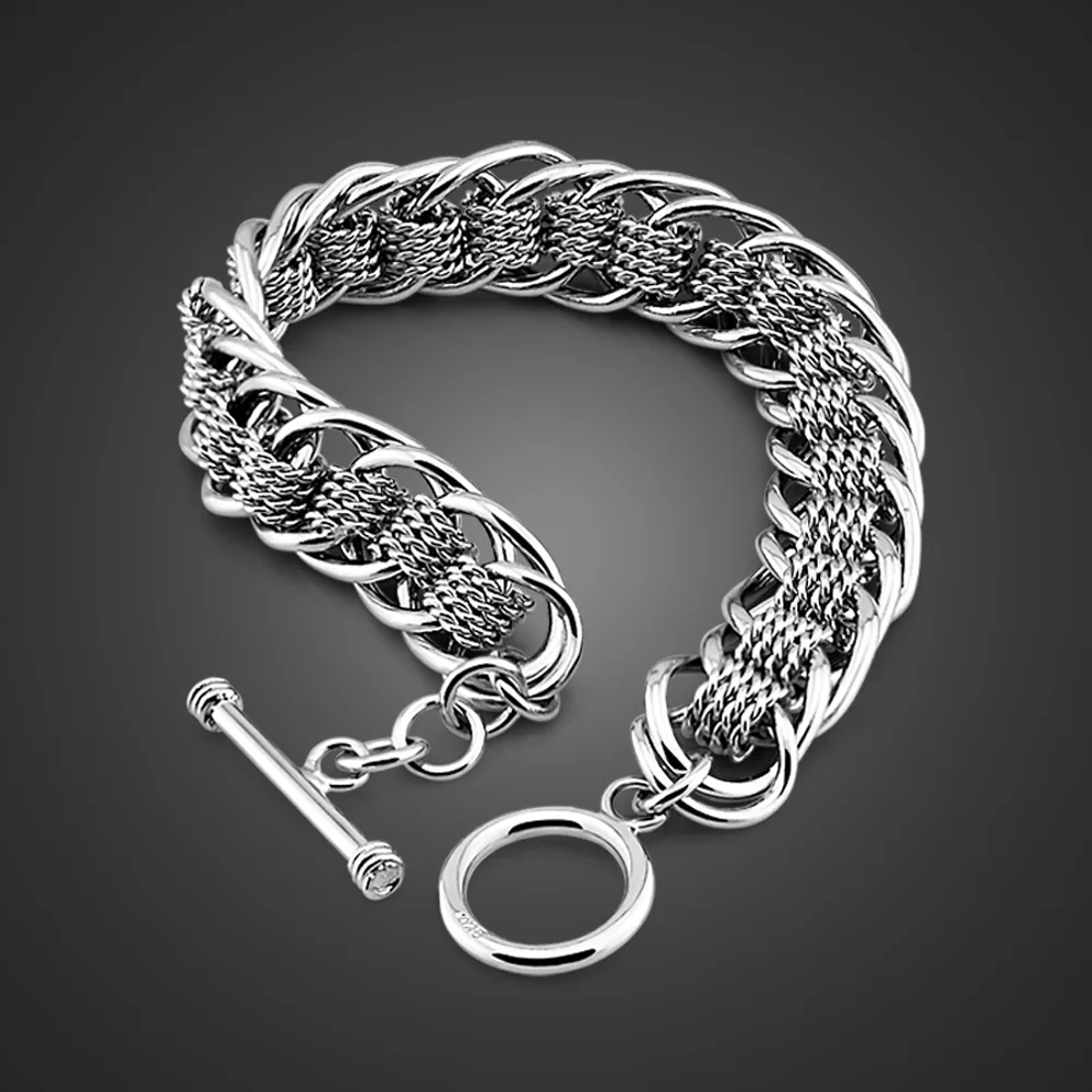 

Handmade Woven Loop Cuban Link Chain 925 Sterling Silver Beautiful stars Bracelets Trendy Italy Fashion Jewelry Holiday Gifts