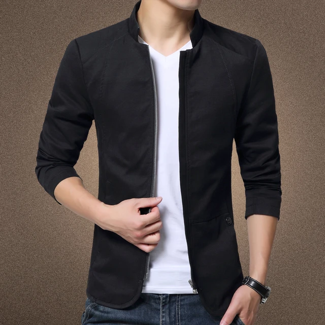 Mens Jacket Fashion Standing Collar Jacket Coats Men Slim Fit Business Casual Male Jackets Men Clothing Plus Size M 5XL Solid AliExpress 200000343