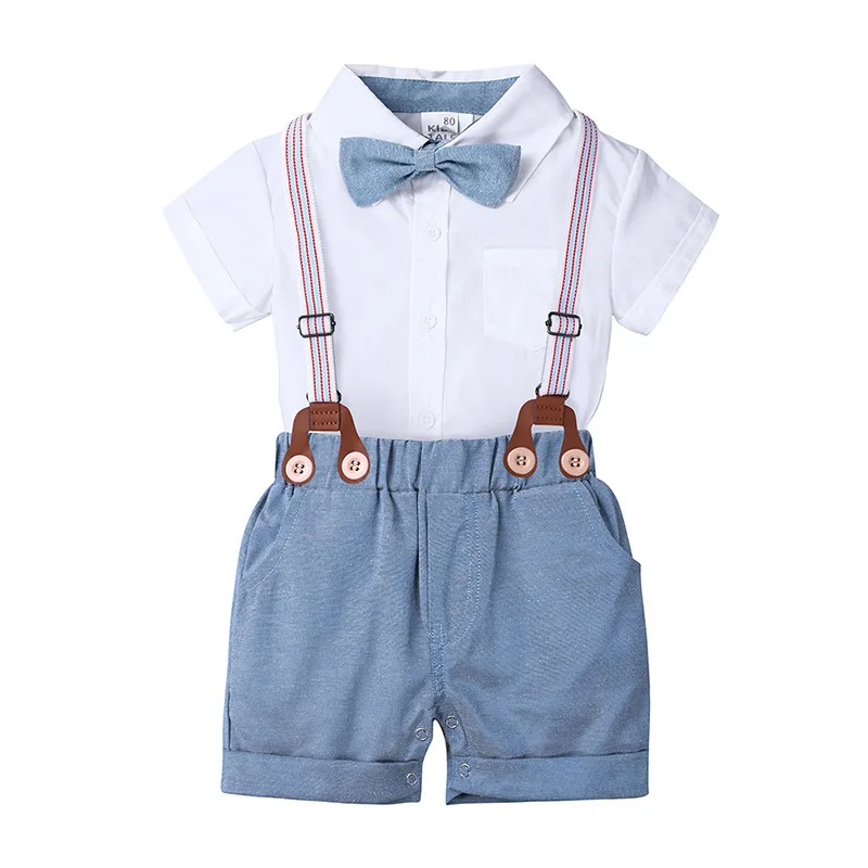 

Baby Boys Suits Bodysuits Summer Infant Shorts Pants Sets Children's Shirts Tuxedo Kids Bowtie Outfits Overalls