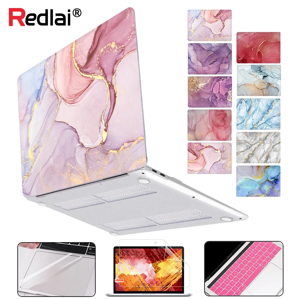 

Redlai for MacBook Air 13 inch Case A1932 A2179 2020 M1 Pro 16 13" Touch bar A2141 A2338 A2289 Geometry Marble Hard Shell Case