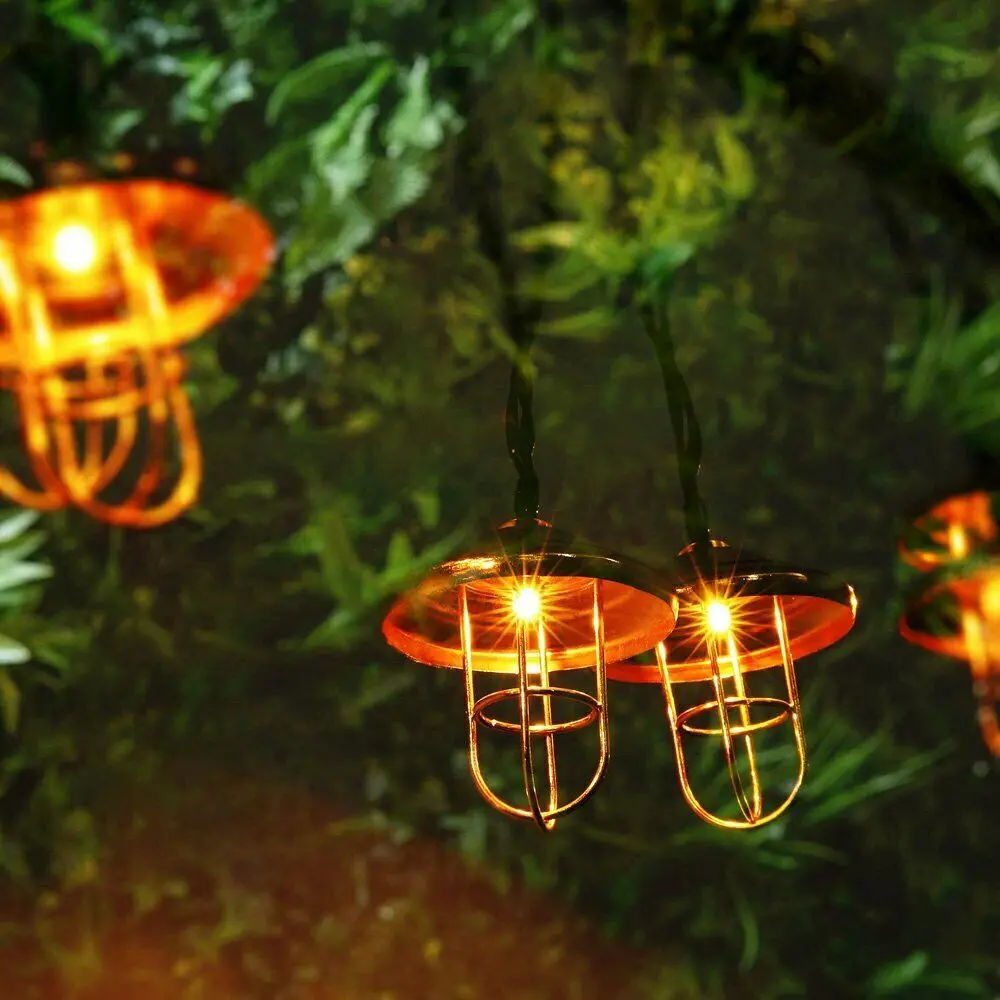 ไฟ LED String Retro โคมไฟ String Fairy ไฟแบตเตอรี่ดำเนินการ Wrought Iron Rose Gold วันหยุดสำหรับ Cafe Party