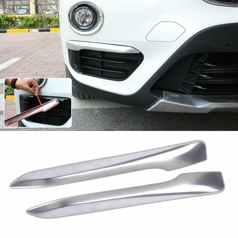 2X Silver Chrome Plated Fog Light Cover Trim Eyebrow for-BMW F48 X1 2016-2019