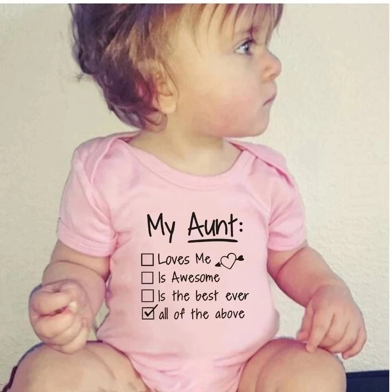 My Aunt Loves Me and Awesome Summer Funny Infant Baby Bodysuit Toddler Hipster Cotton Jumpsuit Trendy Newborn Baby Body suits