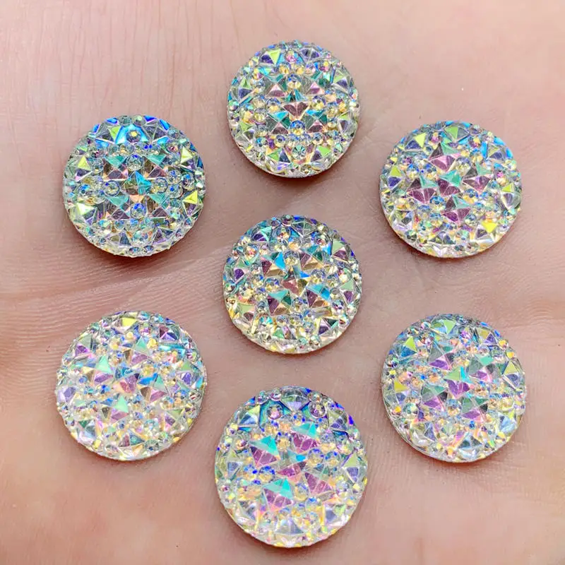 Each size Crystal AB Resin Flatback Rhinestones Round Crystal Stones Non Hotfix Scrapbook Strass for DIY Crafts -HB39