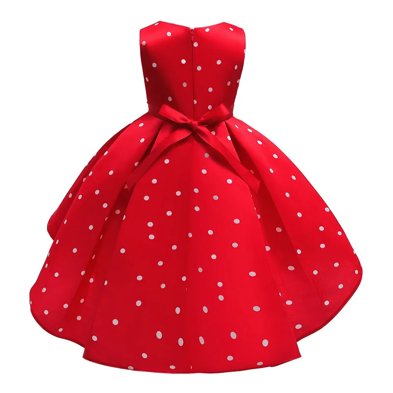 Girls Dress Wedding Evening Party Elegant Princess Dress Casual Kids Clothes Bow Dots Dress Children\'s Vestidos New Year Dresses