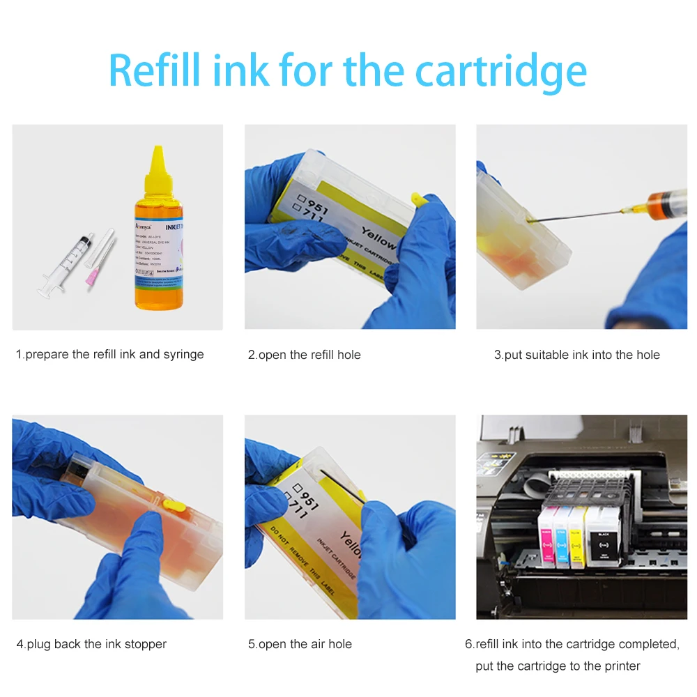 100ml Nachfülltinten-Kit für Canon HP Epson Bruder Lexmark Dell Tinten strahl drucker Ciss Tinten patrone Farb tinte 4 Farben Drops hipping