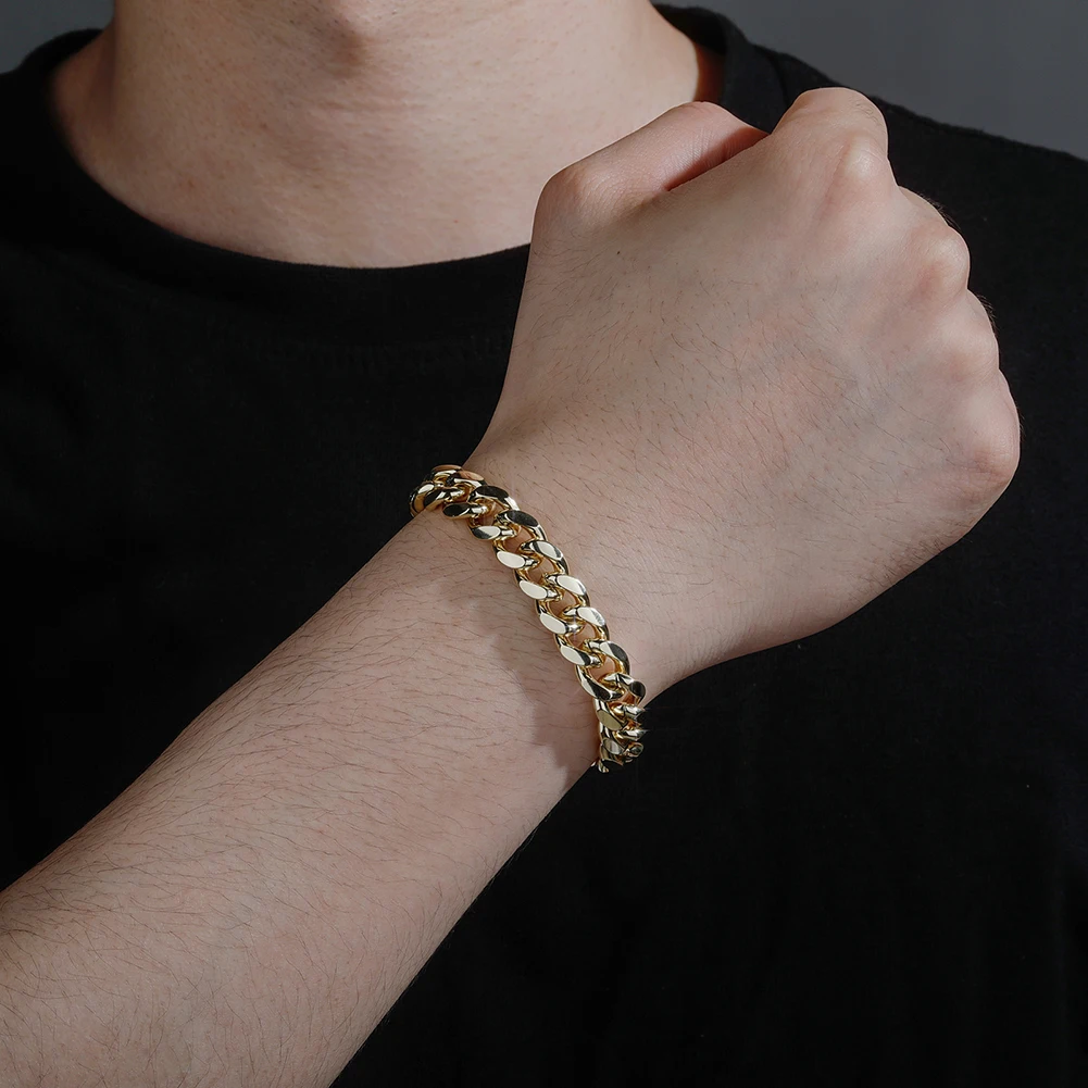 TOPGRILLZ 2021 New 10/12mm Spring Clasp Cuban Bracelet Hip Hop Mens Bracelet High Quality Fashion Jewelry Party Gift