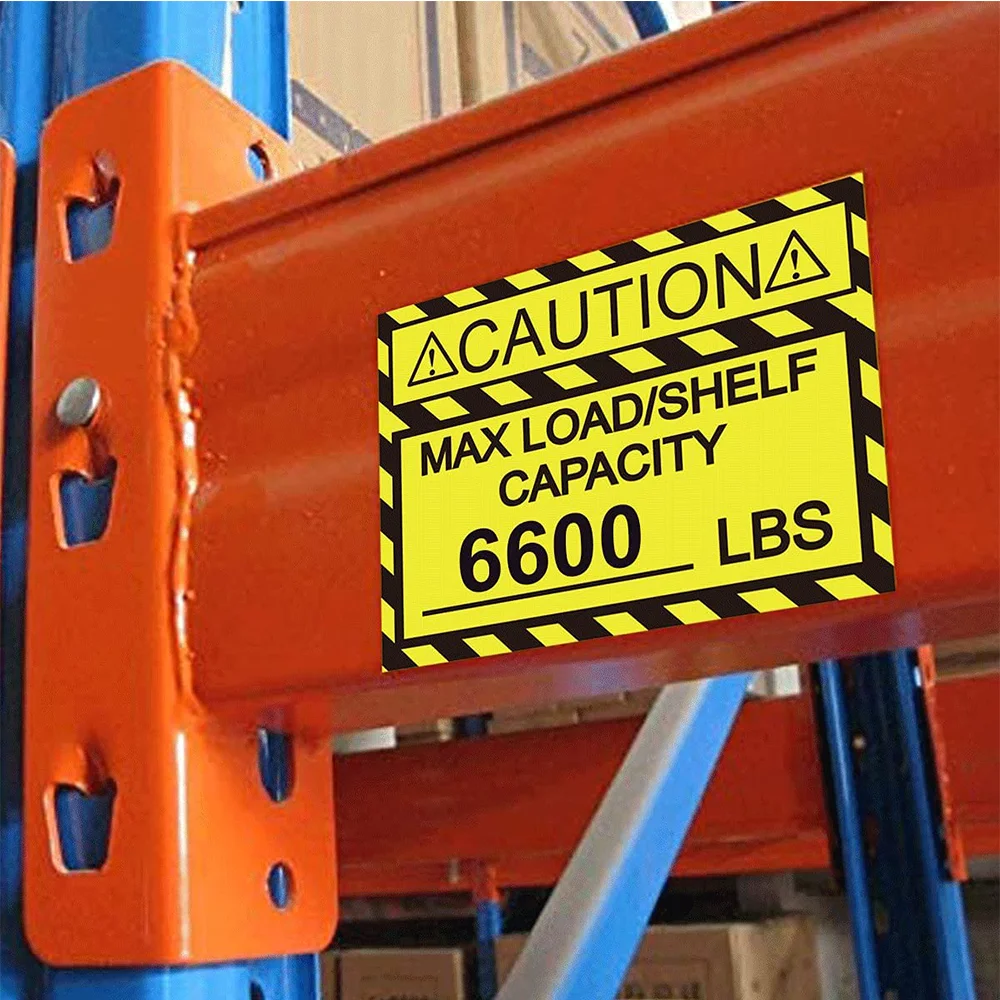 Pallet Rack Capacity Labels 3×4 Inch Caution MAX Load/Shelf LBS Warning Stickers Pack Industrial Strength Sticker