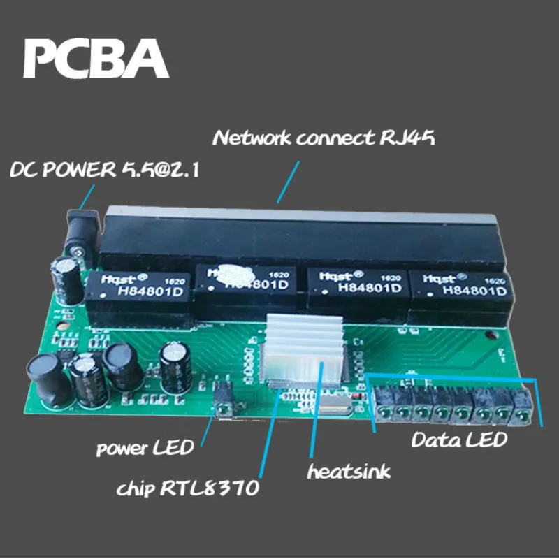 OEM 10/100Mbps RJ45 8 Cổng Nhanh Switch Lan Hub Mỹ Phích Cắm EU Adapter 5V Công Suất cung Cấp Mạng