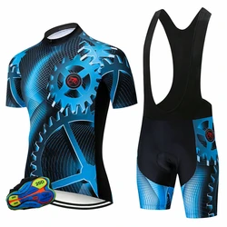 Wholesale Breathable Tight Fitting Top and Bottom Bib Shorts Kit  Bike Jersey Set Cycling Clothing Short Sleeve Bicycle Suit