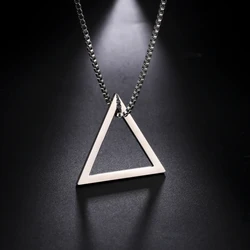 My Shape Punk Triangle Pendant Necklaces for Men Boy Geometric Square Stainless Steel Necklace Fashion Male Jewelry Streetwear